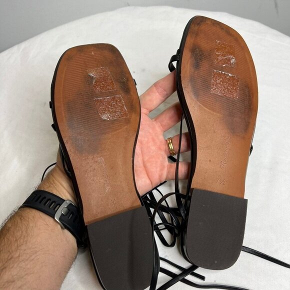 Madewell $98 The Carrie Lace Up Sandal Black Size 7.5 NR014 - Picture 6 of 8